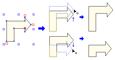 テンプレート図形を使った矢印を変形する