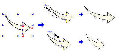 テンプレート図形を使った矢印を変形する