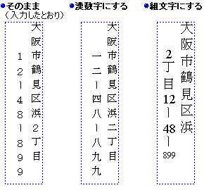 009095 番地などを自動的に漢数字にしたい 算用数字にしたい